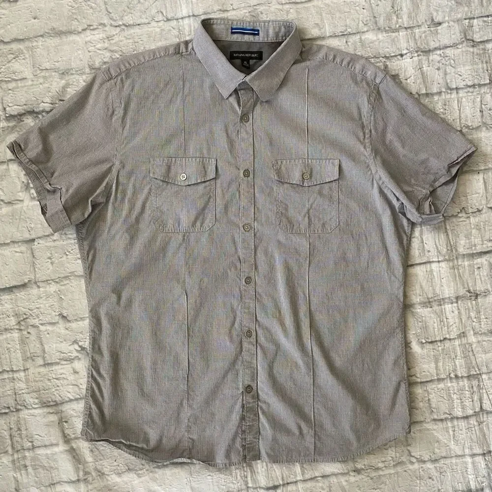 Banana republic men XL cotton blend shirt sleeve button down casual shirt